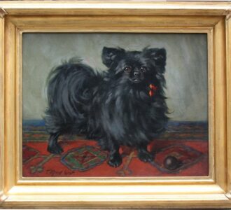 Histoire du spitz-Peinture de Thomas Alfred West en 1930-poms de la Lezardiere Peinture de Thomas Alfred West en 1930